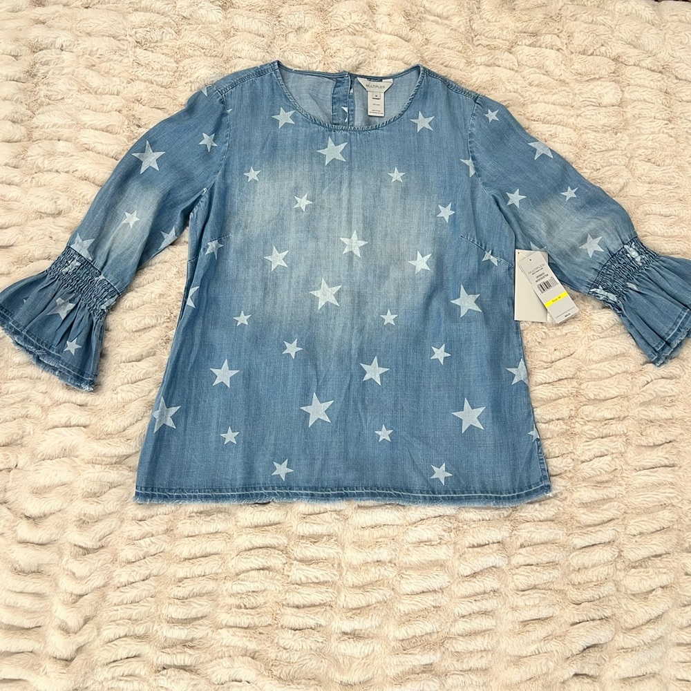 Multiples Denim Blue Starry Blouse
